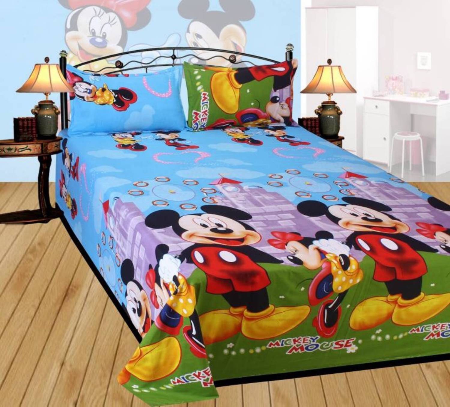 shriram enterprises Polycotton Double Flat 144 TC Cartoon 1 Bedsh
