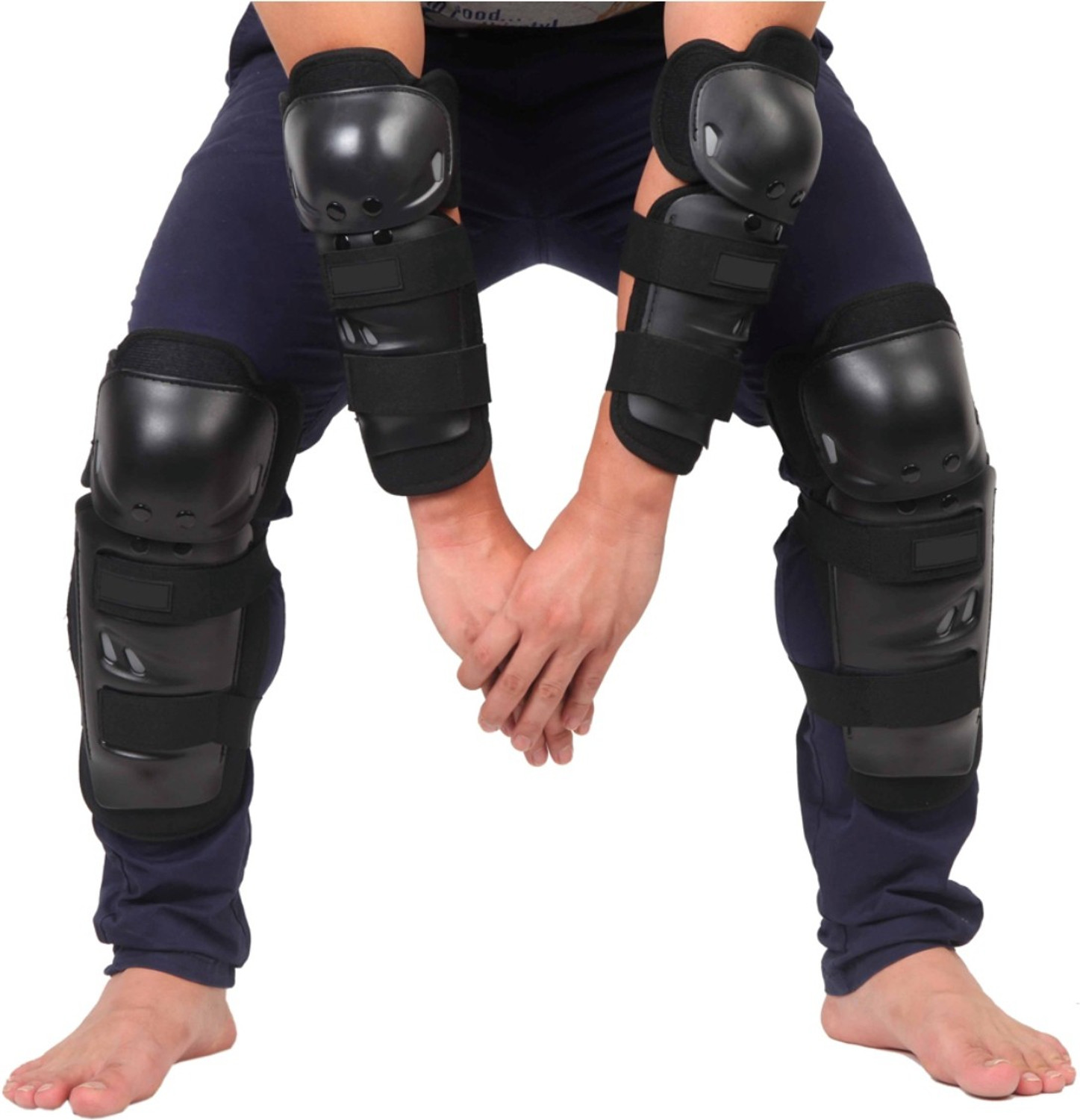 Image of Sweet Sweat Waist Trimmer Fox Stylish Designer Motorcycle Riding Knee Guard and Elbow Guard with Probiker Motorcycle Black Gloves Combo Pack (Best Product for Safety) Rider Knee Slider