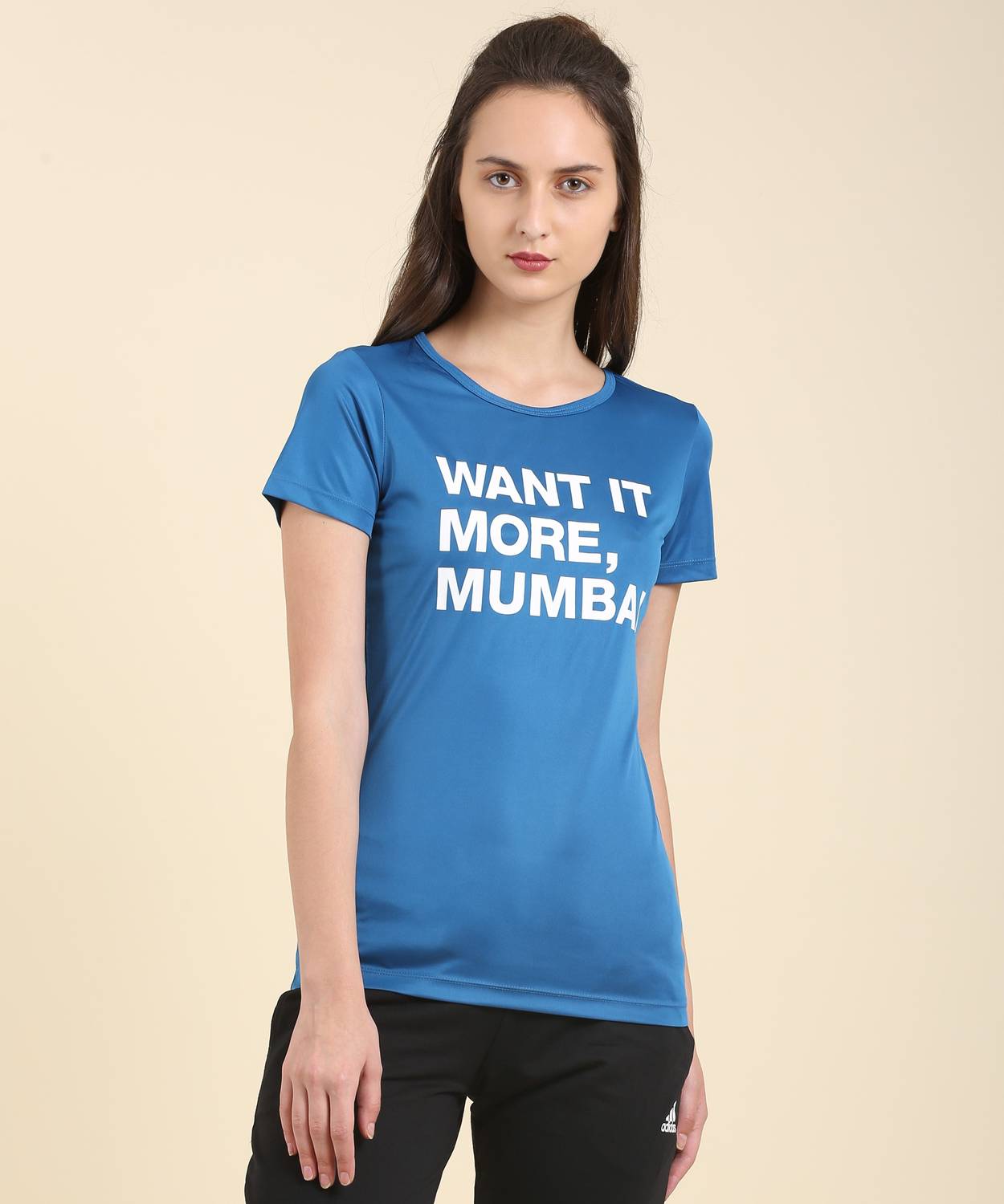 Asics Casual Half Sleeve Printed Women Blue Top