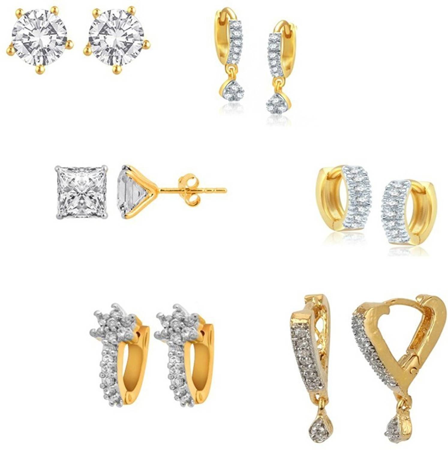 Bhagya Lakshmi 6 earring pair Diamond Alloy Earring Set
