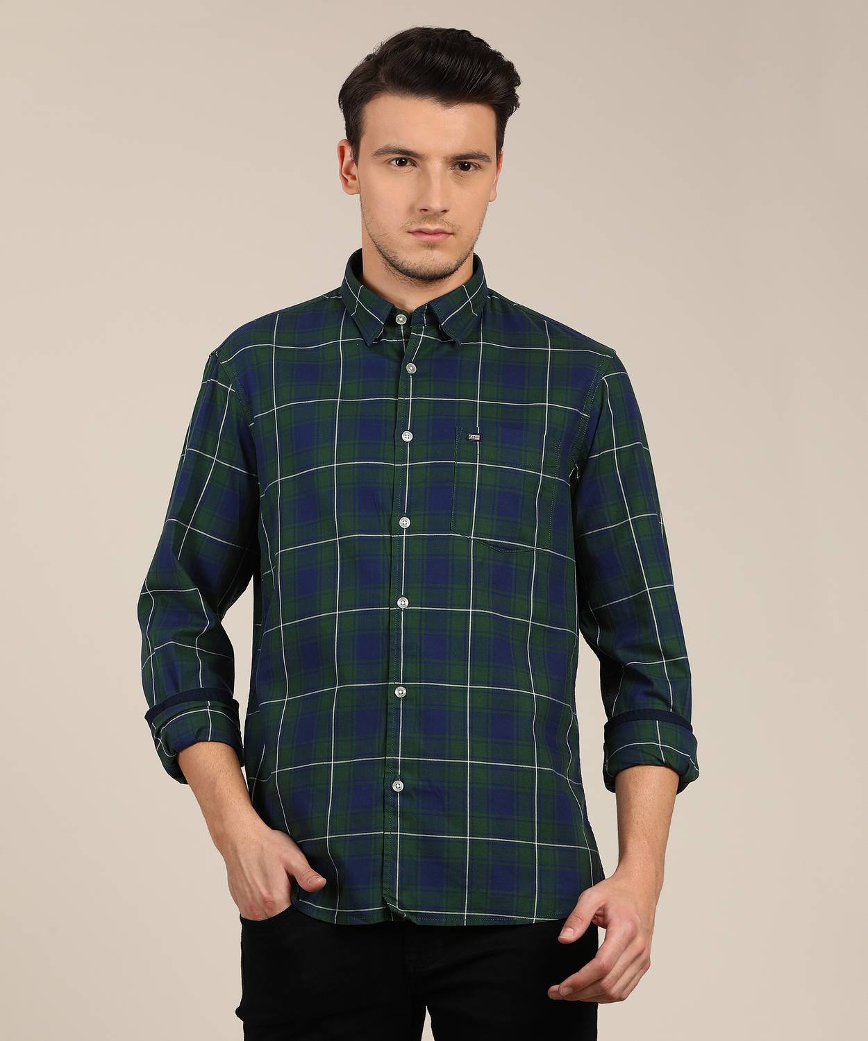 Arrow Sport Men Checkered Casual Green Shirt