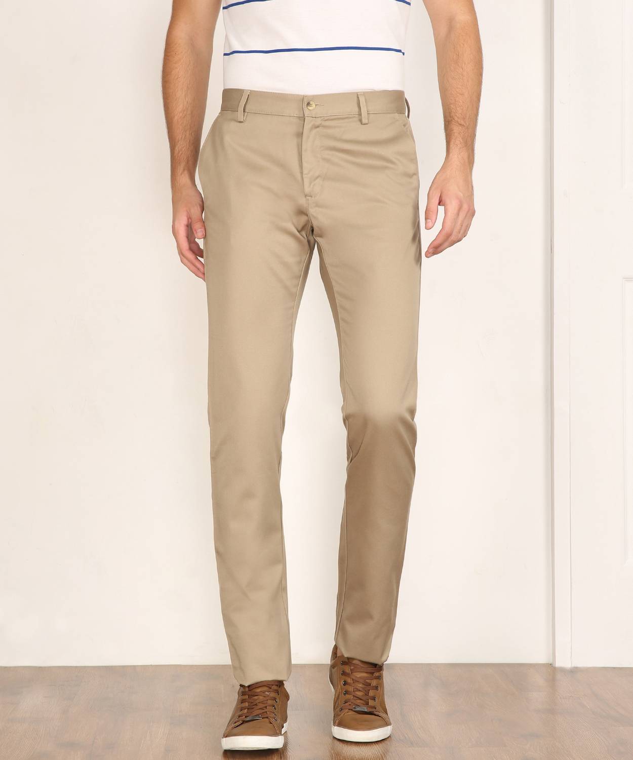 Allen Solly Allen Solly Regular Fit Men Beige Trousers