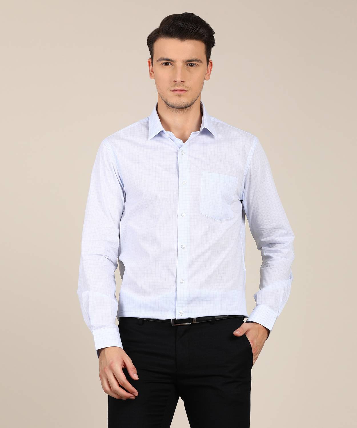 ARROW Men Checkered Formal Blue Shirt