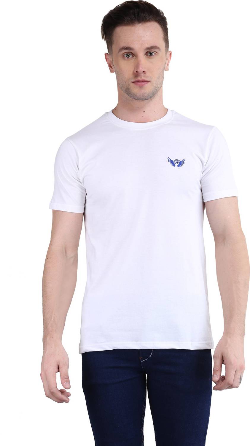 BRAVEZI Solid Men Round Neck White T-Shirt