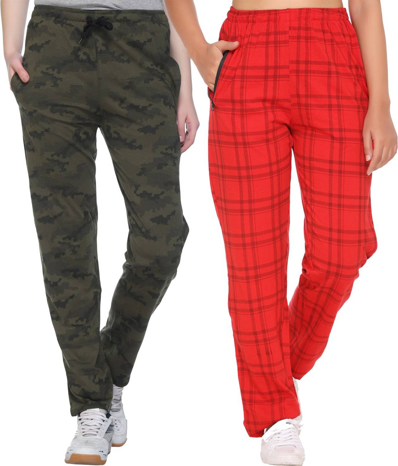 69GAL Self Design Women Green Track Pants