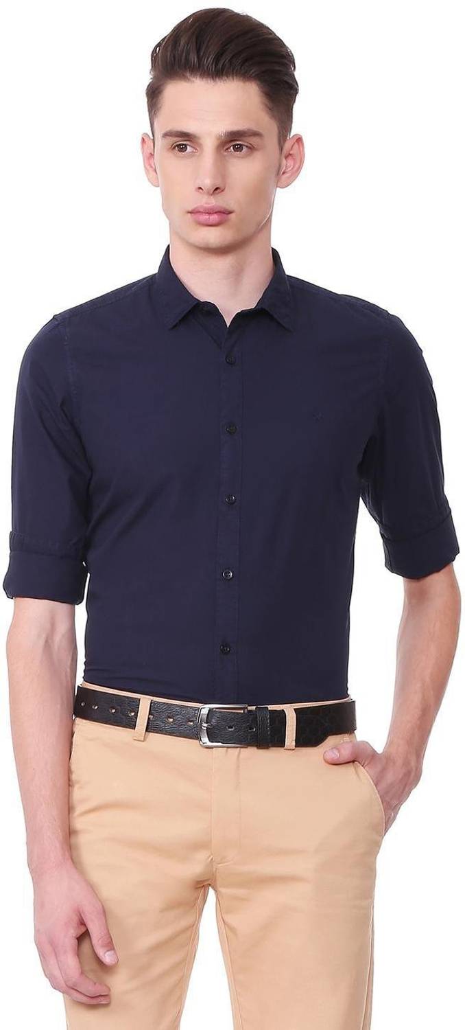 Allen Solly Men Solid Casual Dark Blue Shirt