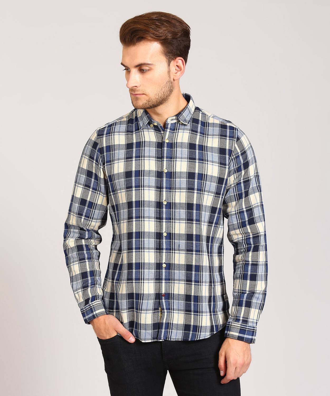 Blackberrys Men Checkered Casual Multicolor Shirt