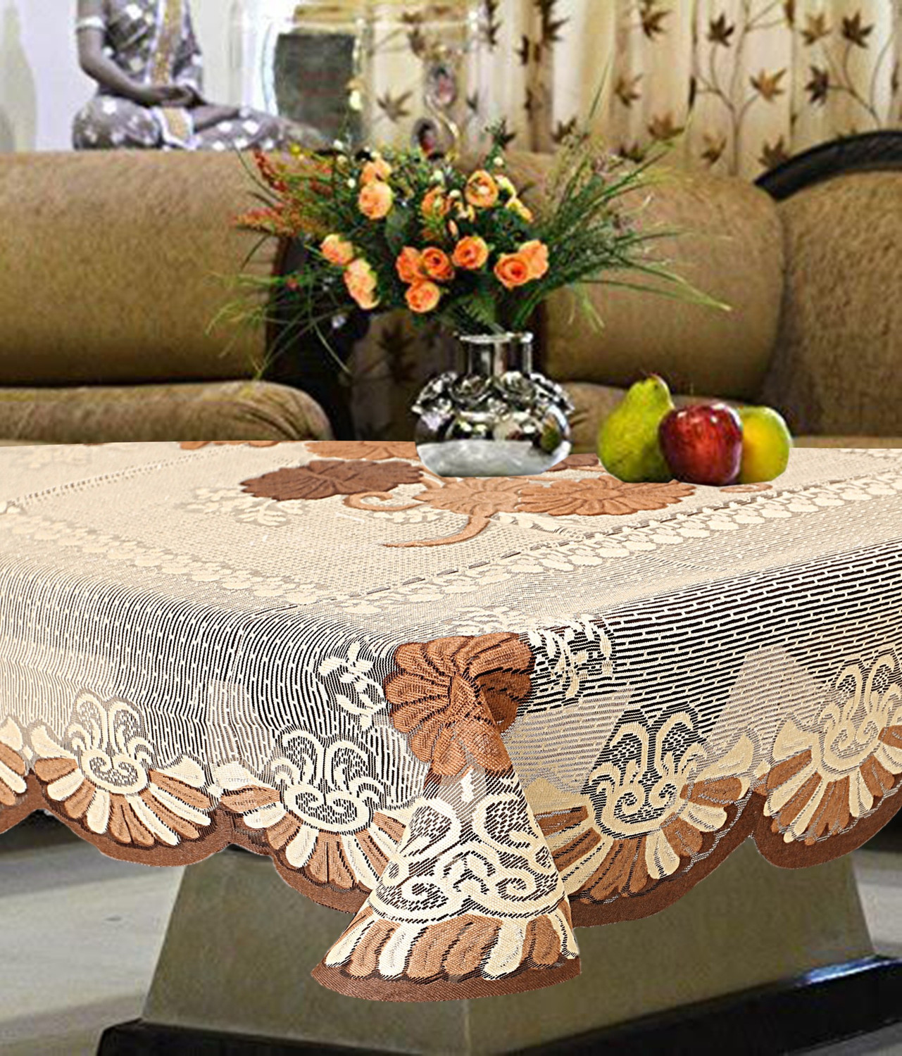 Image of KUBER INDUSTRIES Cotton 4 Seater Floral Table Cover