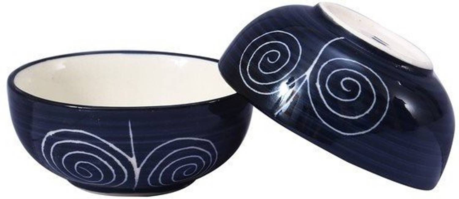caffeine Ceramic Dessert Bowl Handmade Black Doodle