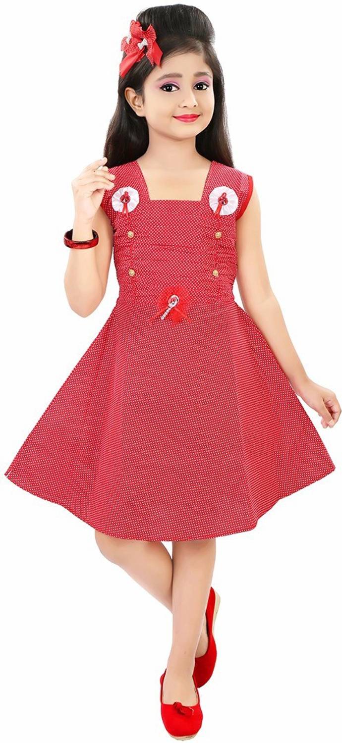 ADITI FAB Girls Midi/Knee Length Casual Dress