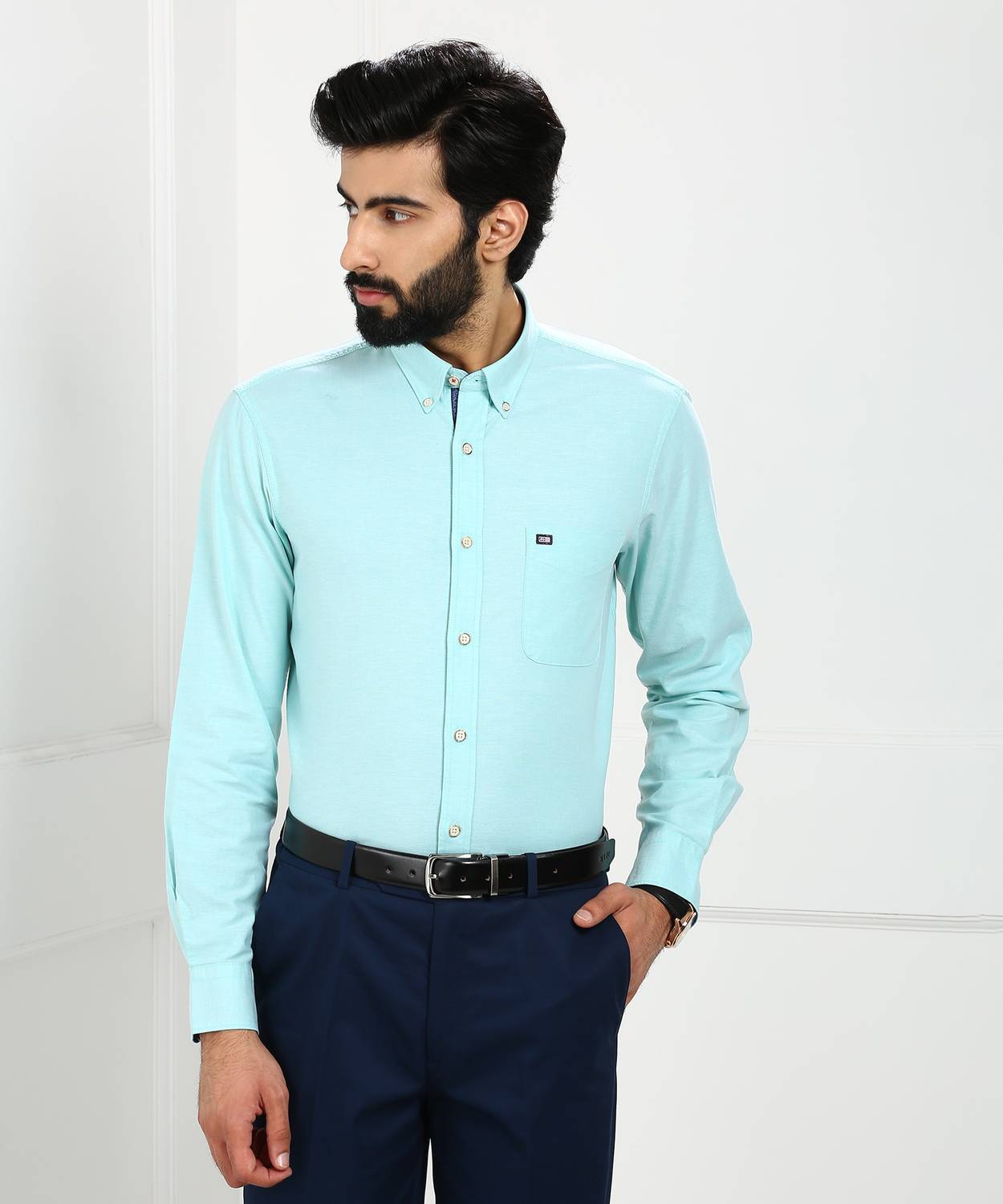 Arrow Sport Men Solid Casual Green Shirt