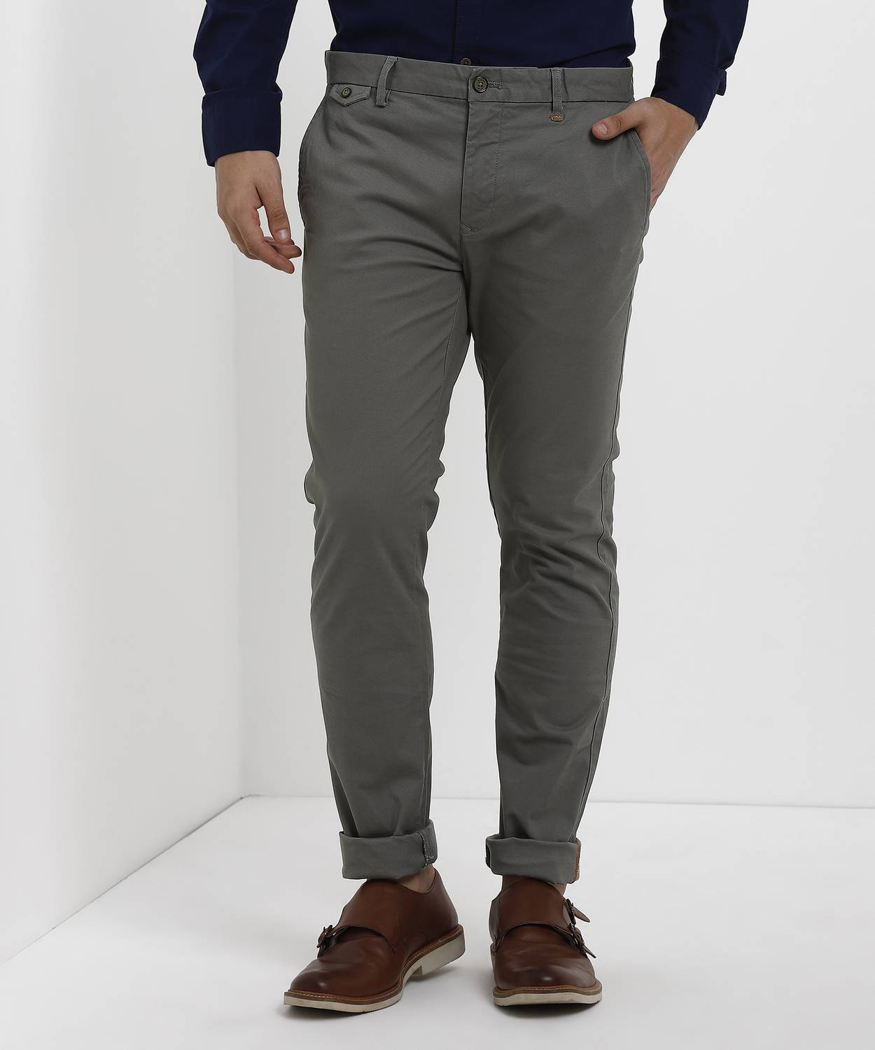 Arrow Sport Slim Fit Men Grey Trousers