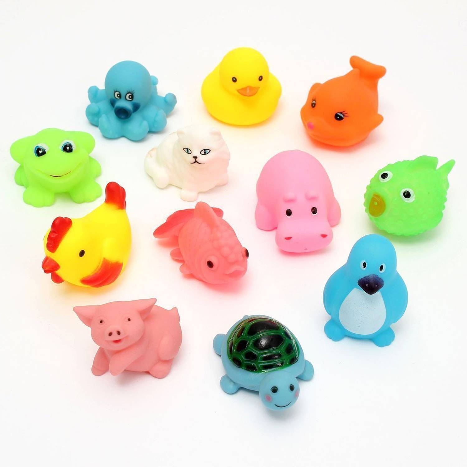 Akshit Toddler Baby Bath Toys Animal Shape (12 PC CHU CHU) Bath Toy