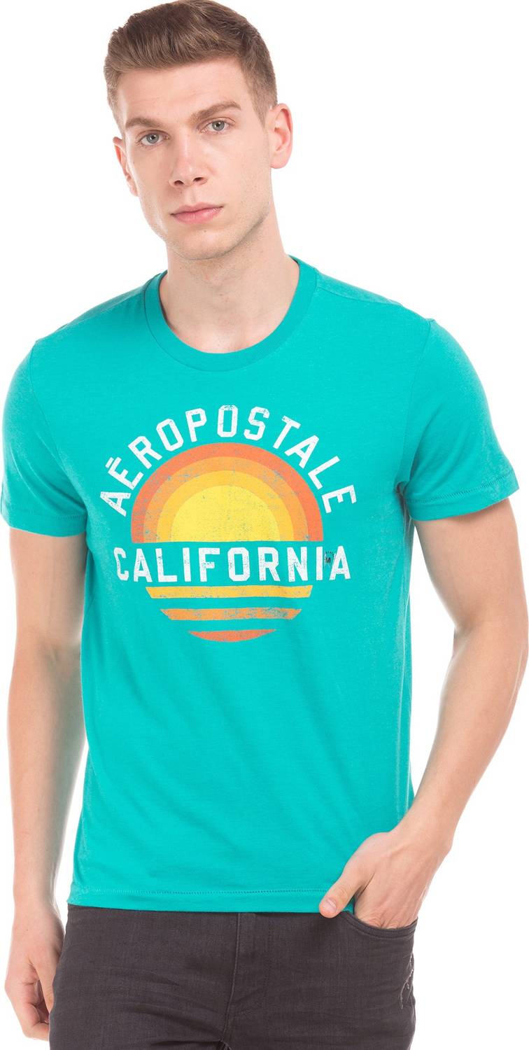 AEROPOSTALE Printed Men Polo Neck Blue T-Shirt