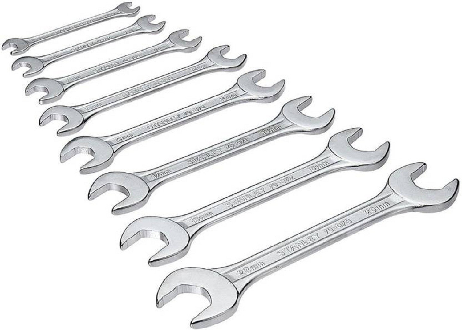 Image of STANLEY 70-379E DOUBLE OPEN ENDED SPANNER SET Double Sided Open End Wrench
