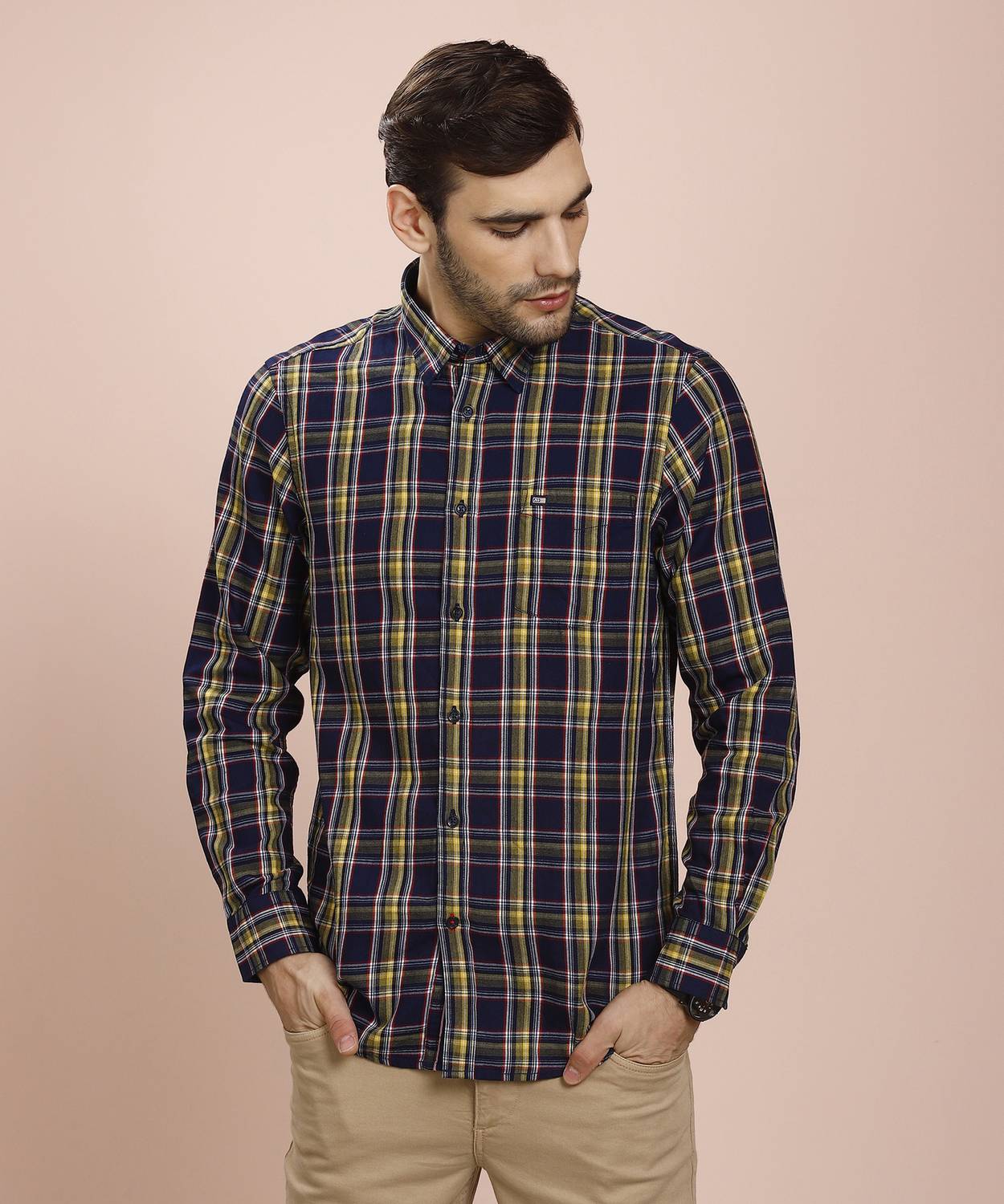 Arrow Sport Men Checkered Casual Blue Shirt
