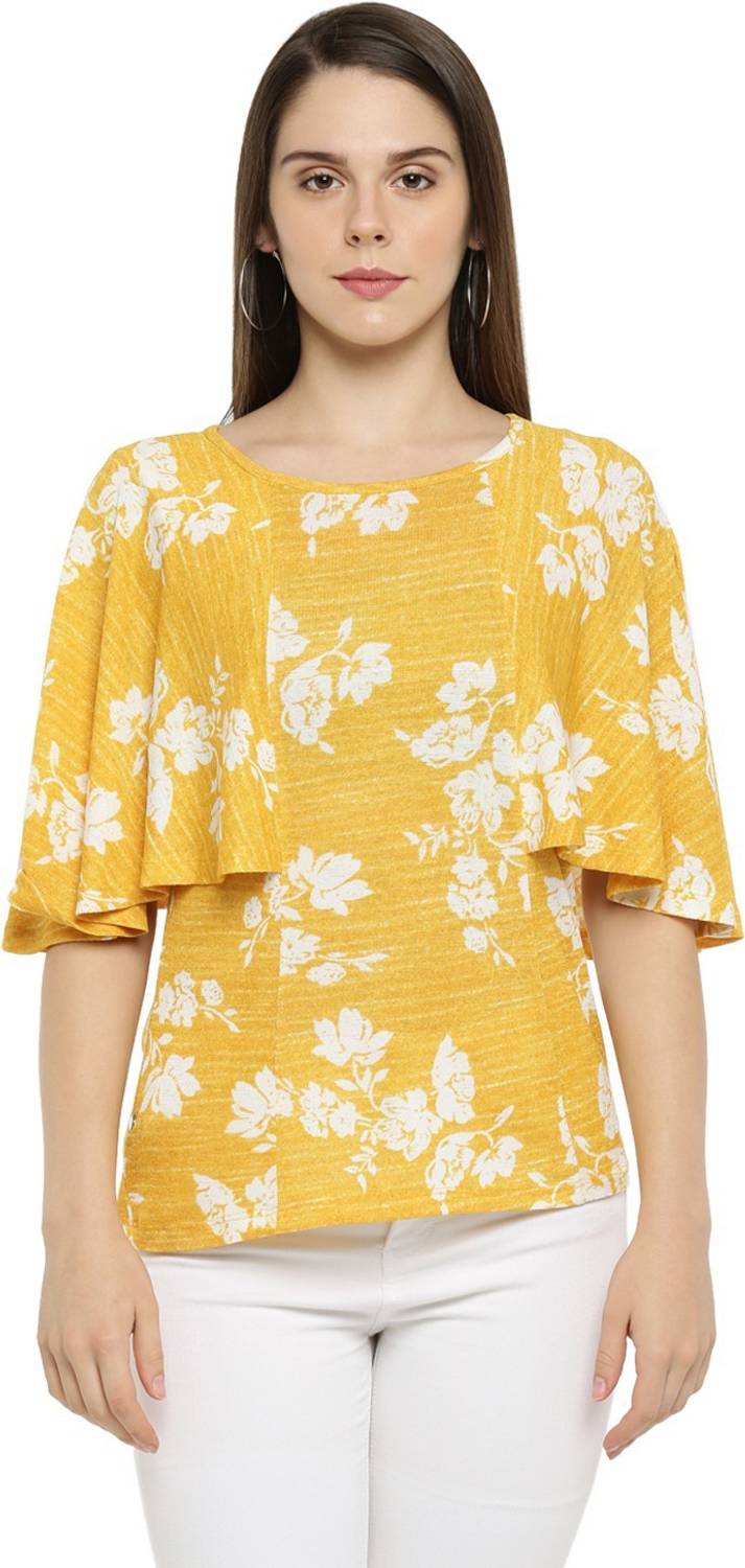 Annabelle by Pantaloons Casual Flared Sleeve Printed Women Yellow Top