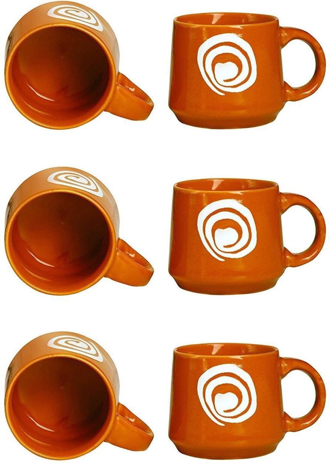caffeine Ceramic Handmade Orange White Doodle Tea Cup Ceramic Coffee Mug