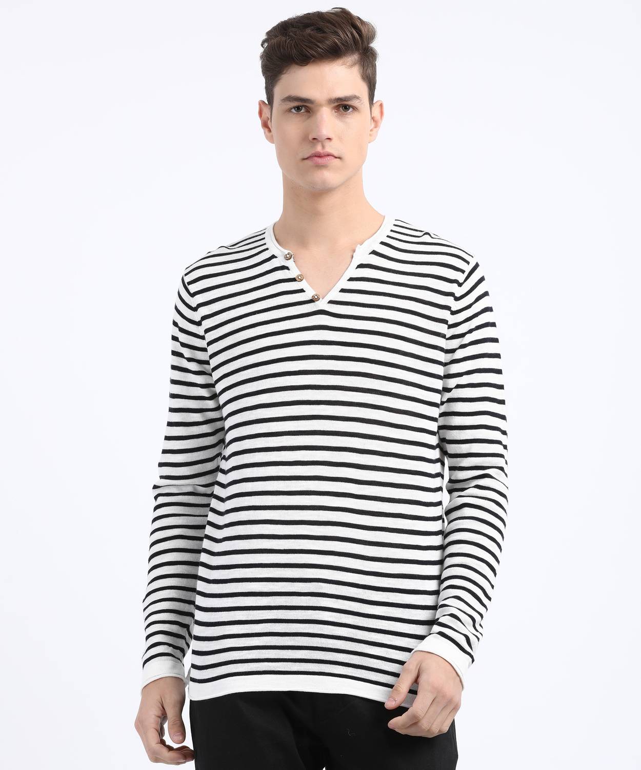 Celio Full Sleeve Striped Men Sweatshirt