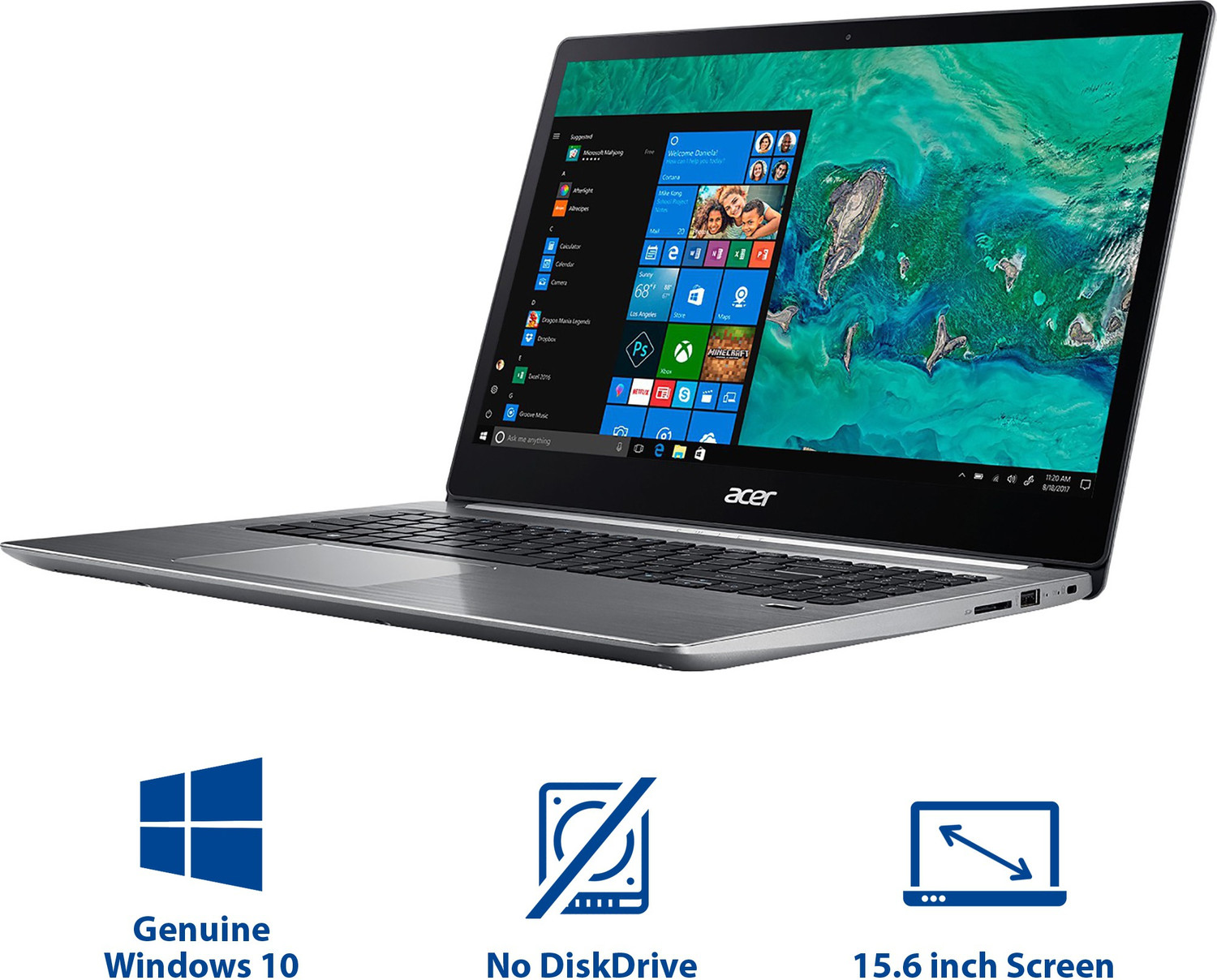 Image of Acer Swift 3 AMD Ryzen 5 Quad Core 2500U - (8 GB /1 TB HDD /Windows 10 Home) sf315-41 Laptop