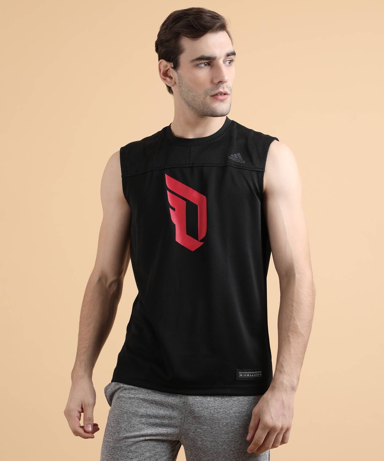 ADIDAS Printed Men Round Neck Black T-Shirt