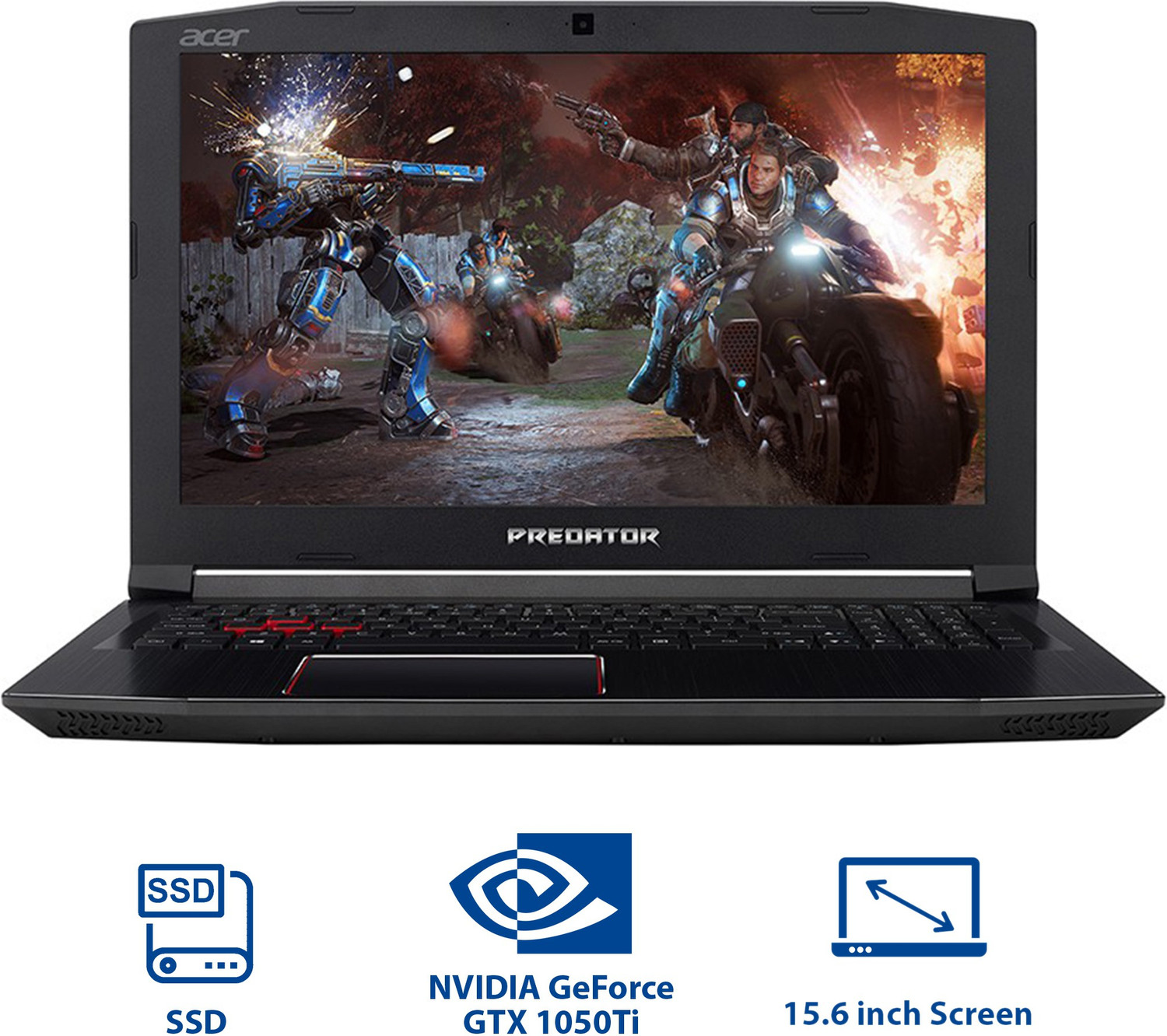 Image of Acer Predator Helios 300 Intel Core i5 8th Gen 8300H - (8 GB /1 TB HDD /128 GB SSD /Windows 10 Home /4 GB Graphics /NVIDIA GeForce GTX 1050Ti) PH315-51 / PH315-51-51V7 /ph315 51 55xx Gaming Laptop