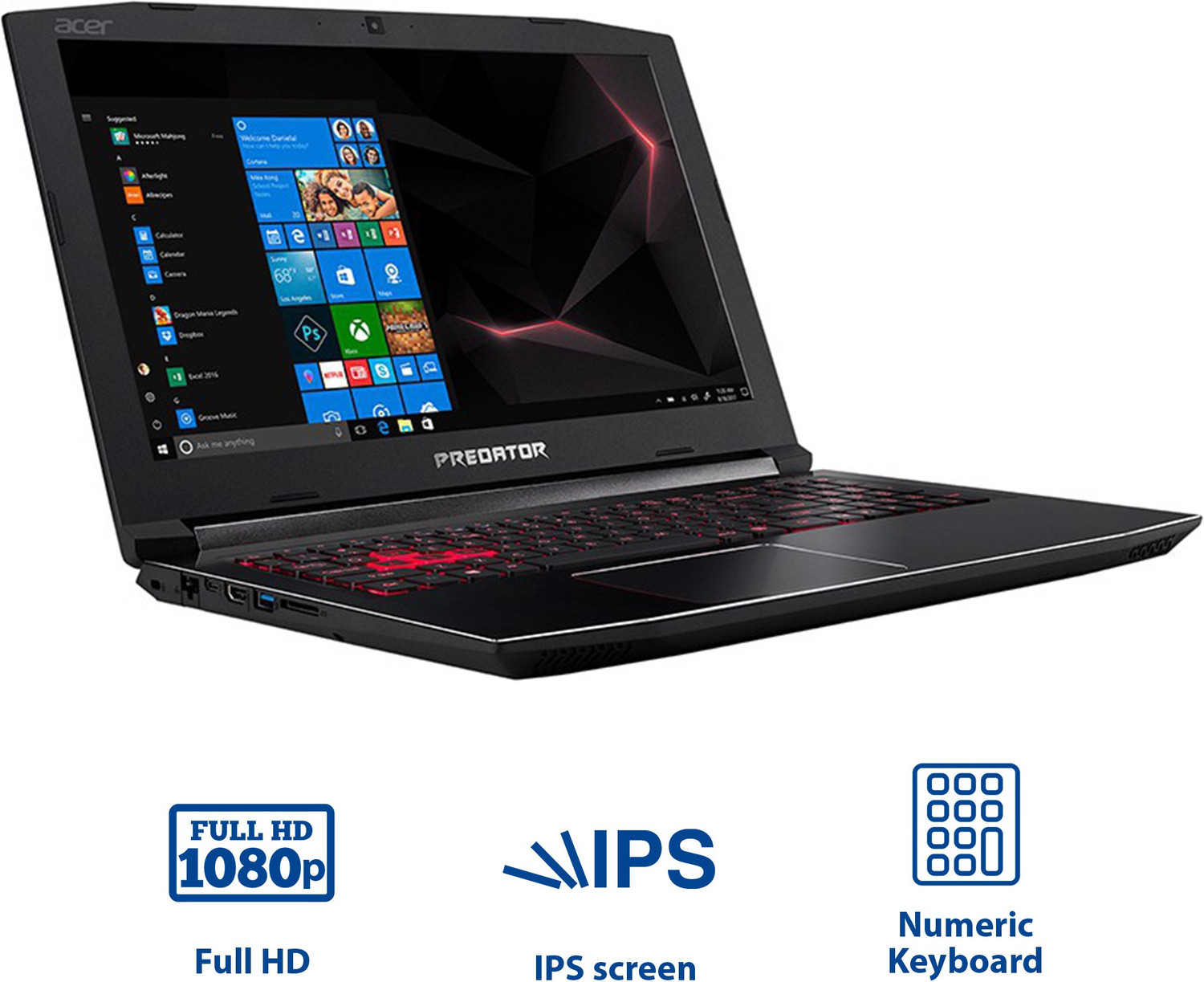 Image of Acer Predator Helios 300 Intel Core i5 8th Gen 8300H - (8 GB /1 TB HDD /128 GB SSD /Windows 10 Home /4 GB Graphics /NVIDIA GeForce GTX 1050Ti) PH315-51 / PH315-51-51V7 /ph315 51 55xx Gaming Laptop