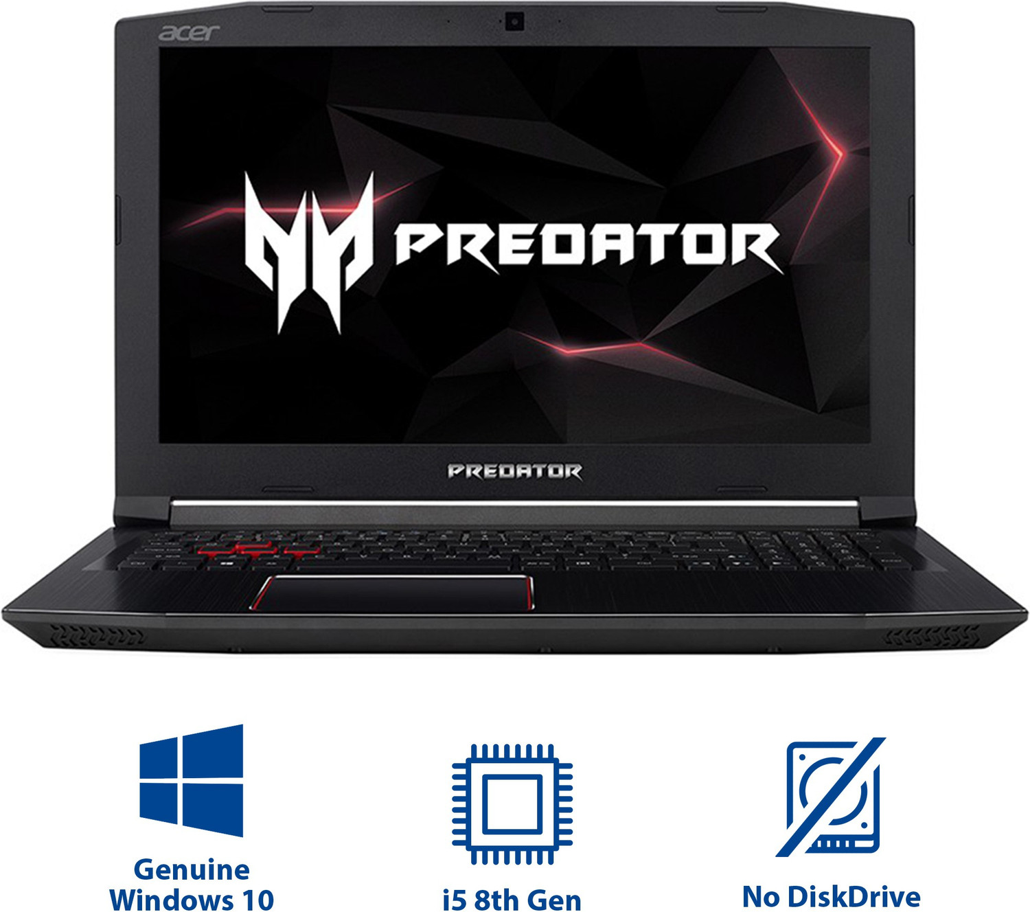 Image of Acer Predator Helios 300 Intel Core i5 8th Gen 8300H - (8 GB /1 TB HDD /128 GB SSD /Windows 10 Home /4 GB Graphics /NVIDIA GeForce GTX 1050Ti) PH315-51 / PH315-51-51V7 /ph315 51 55xx Gaming Laptop