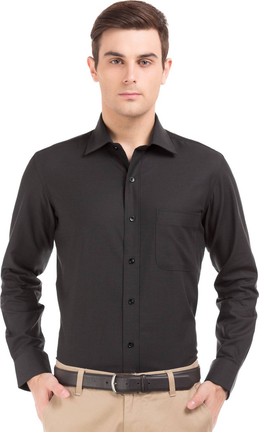 ARROW Men Self Design Formal Black Shirt