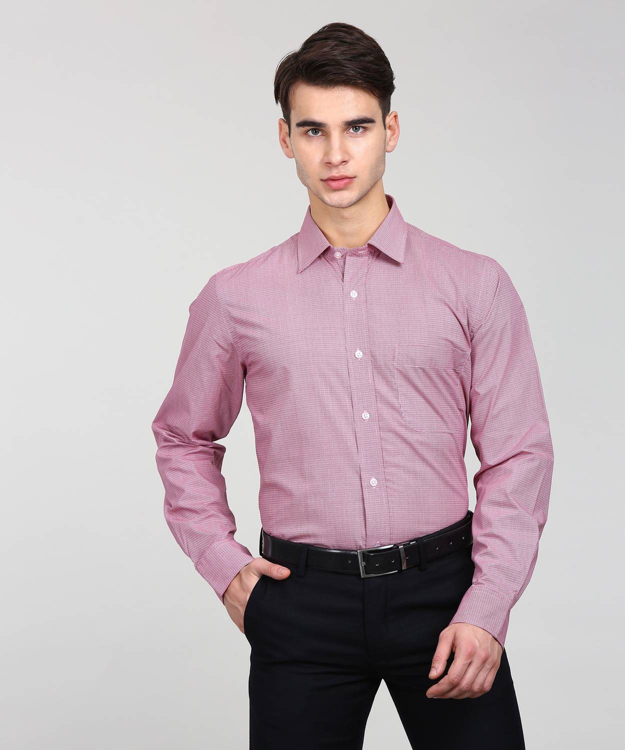 ARROW Men Self Design Formal Maroon Shirt