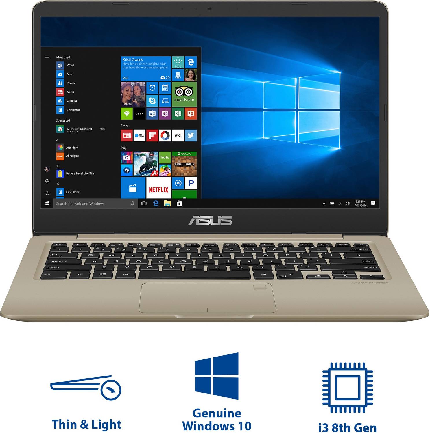 ASUS VivoBook S14 Intel Core i3 8th Gen 8130U - (8 GB/1 TB HDD/256