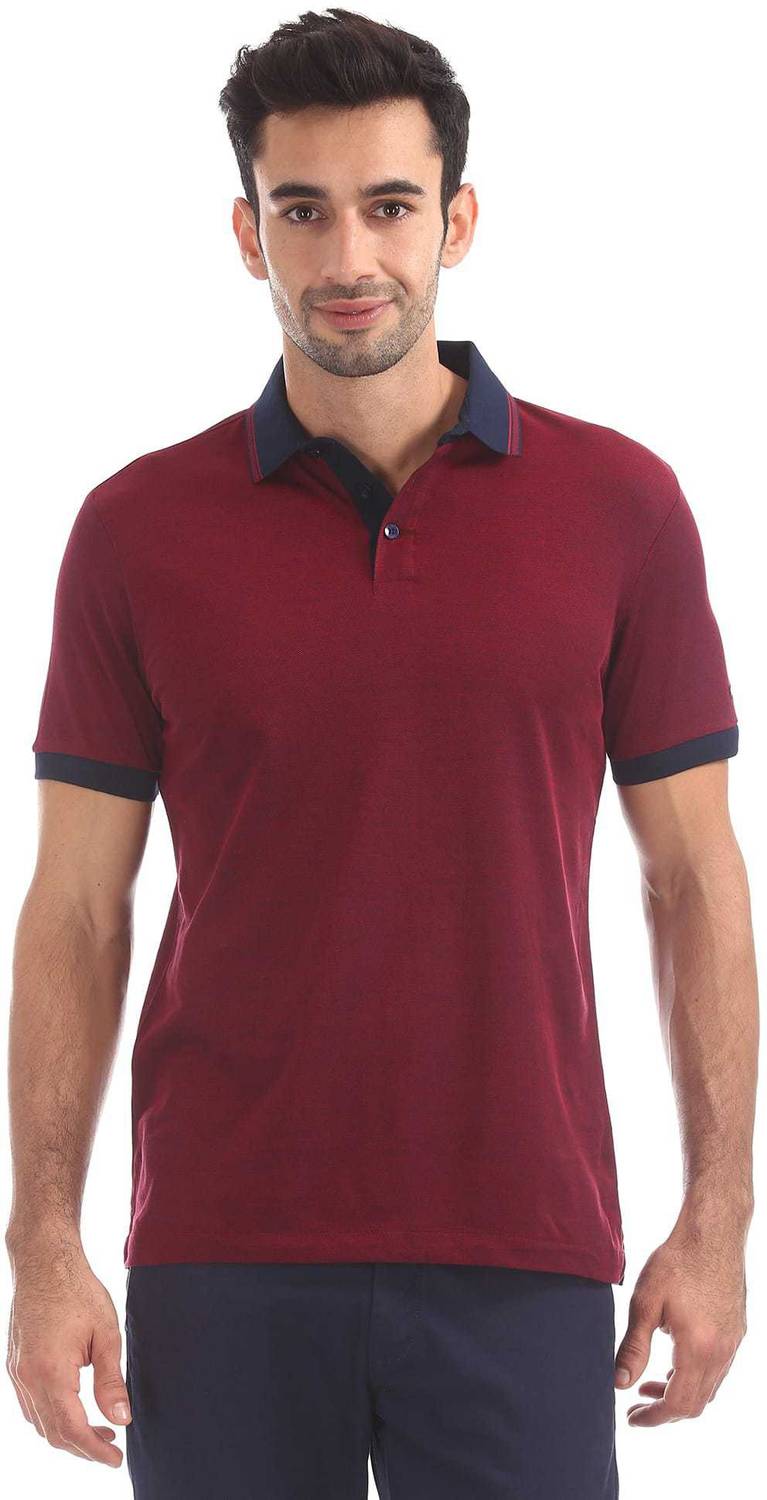 Arrow Sport Solid Men Polo Neck Red T-Shirt