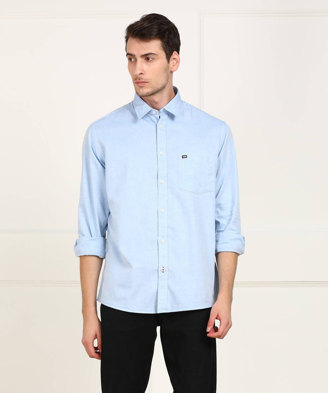 Arrow Sport Men Solid Casual Light Blue Shirt