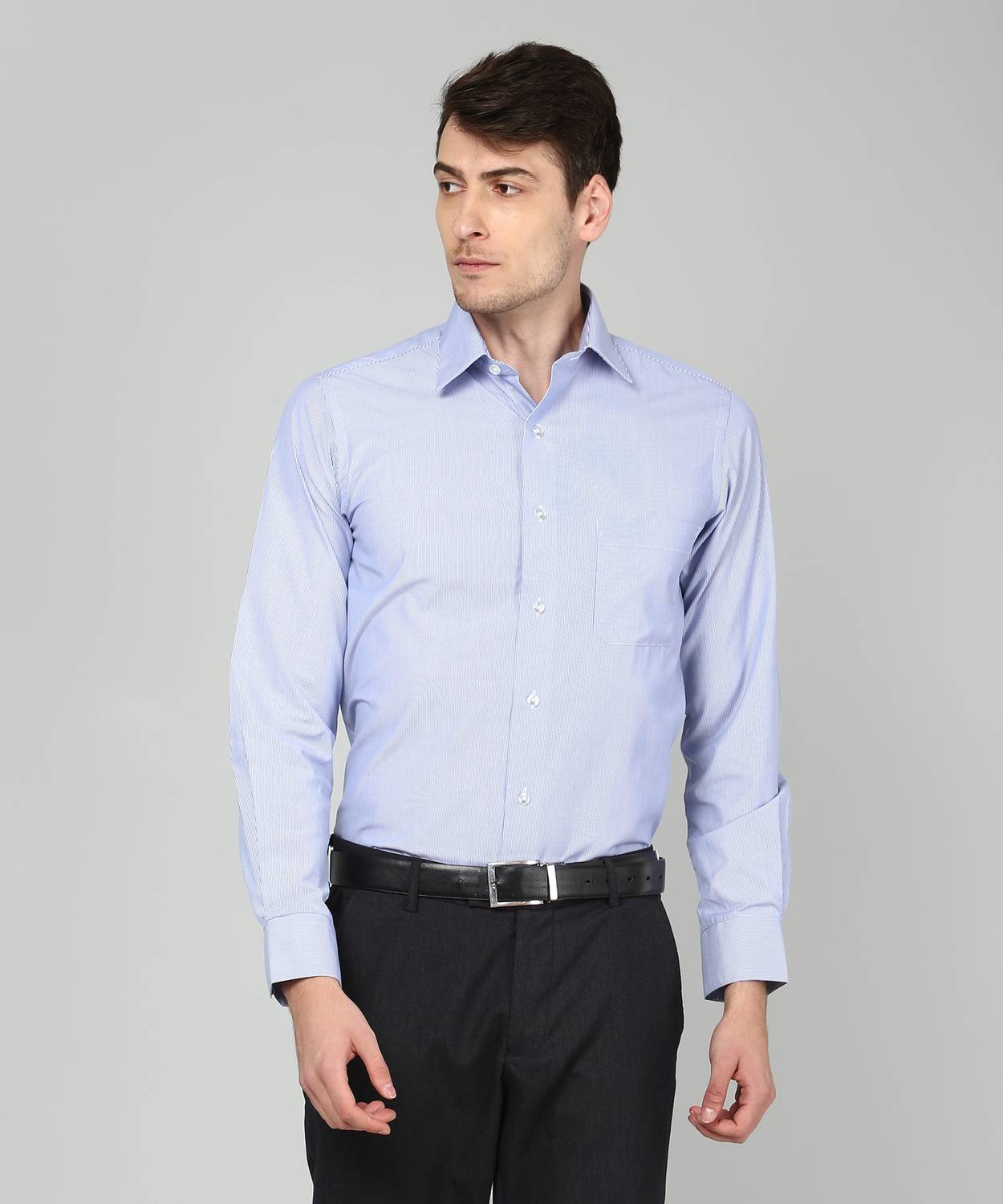 ARROW Men Striped Formal Blue Shirt