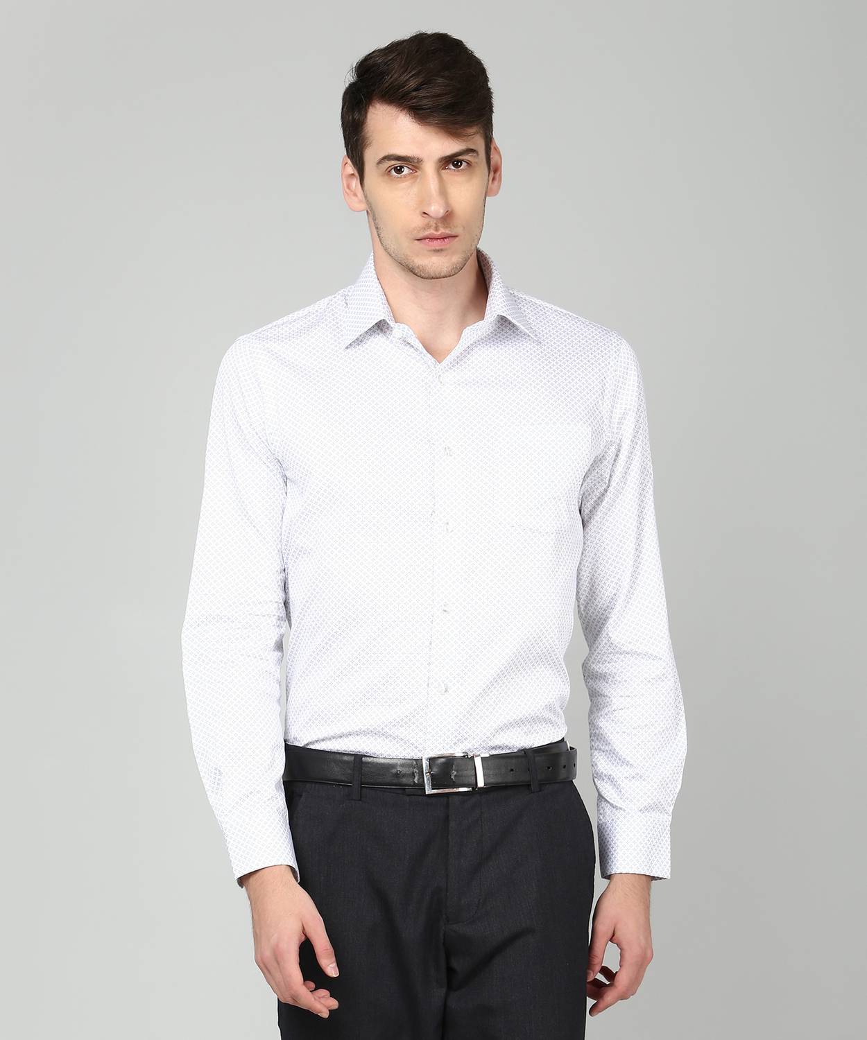 ARROW Men Printed Formal White, Black Shirt