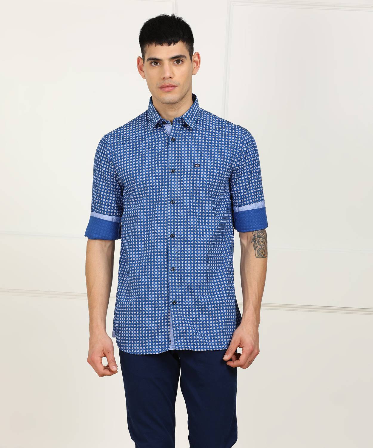 Arrow Sport Men Printed Casual Blue Shirt