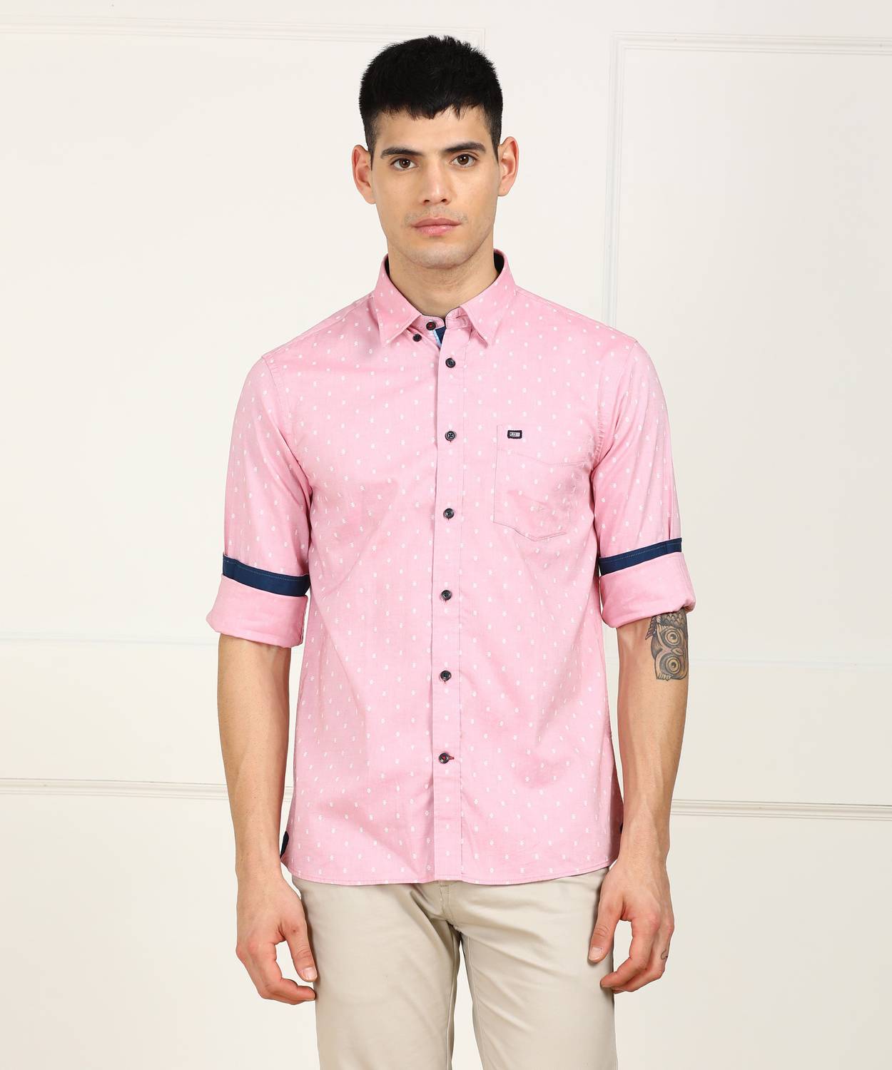 Arrow Sport Men Printed Casual Pink Shirt
