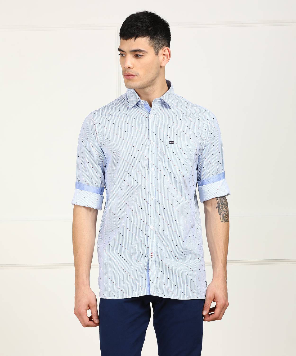 Arrow Sport Men Printed, Striped Casual Blue Shirt