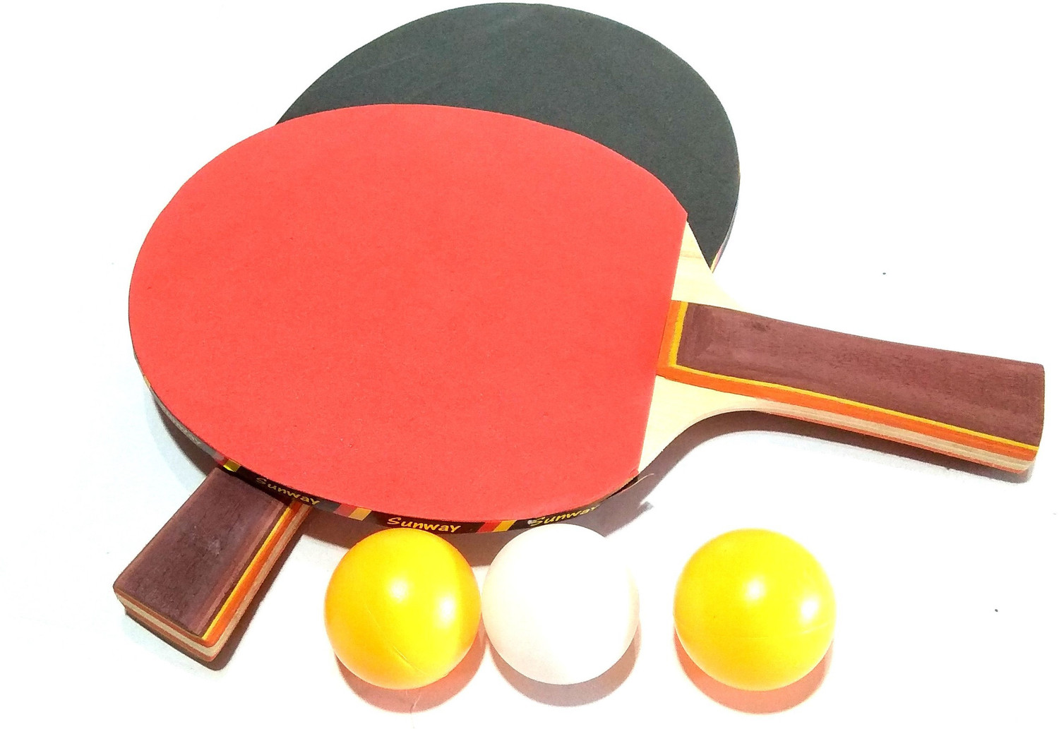 Image of MK 2 Table Tennis with 3 Balls Red, Green, Black Table Tennis Racquet