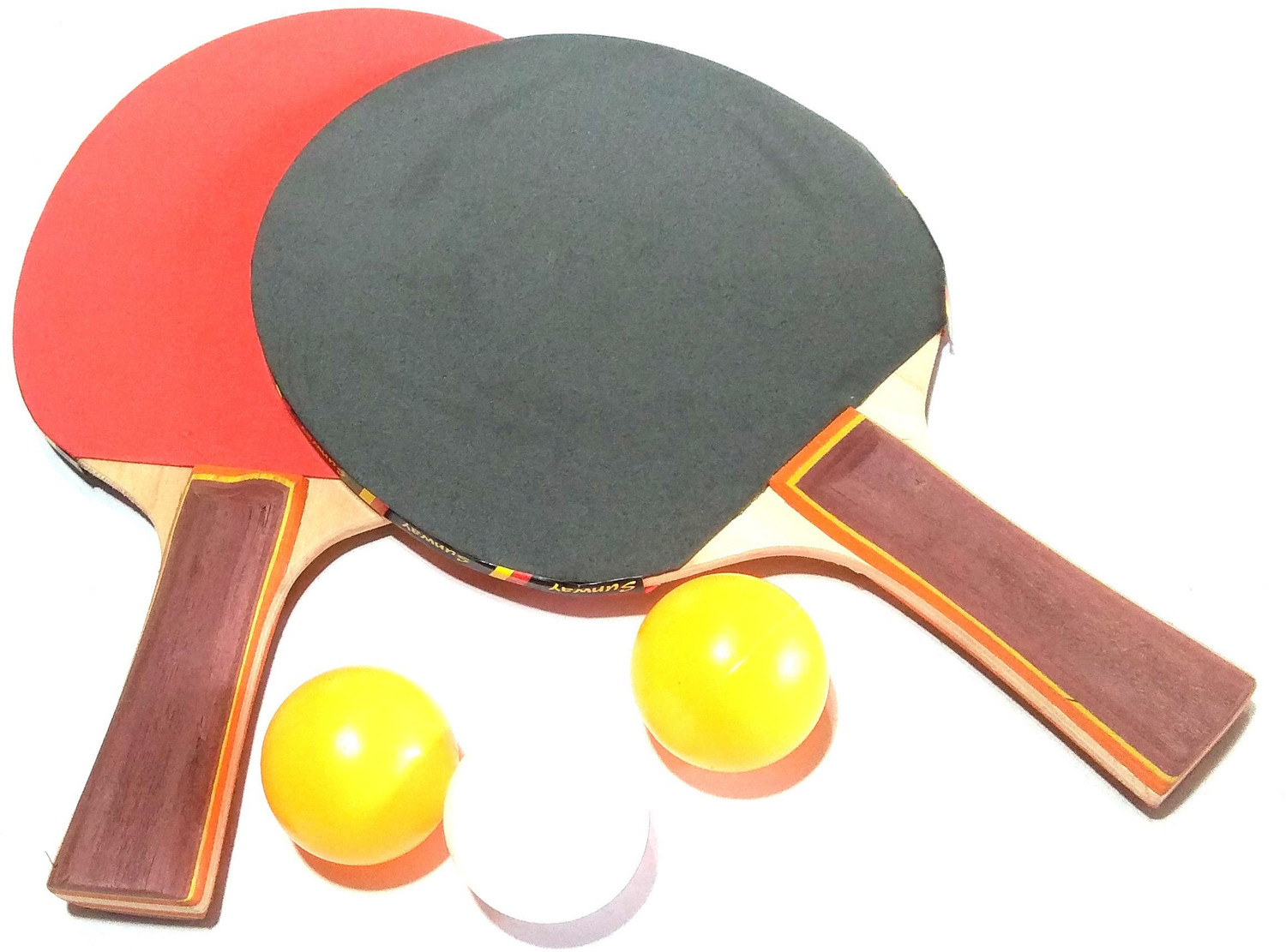 Image of MK 2 Table Tennis with 3 Balls Red, Green, Black Table Tennis Racquet