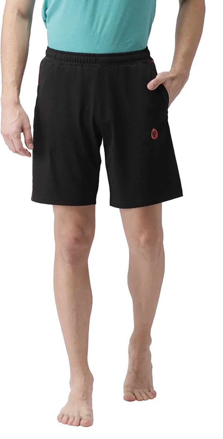 2GO Solid Men Black Regular Shorts