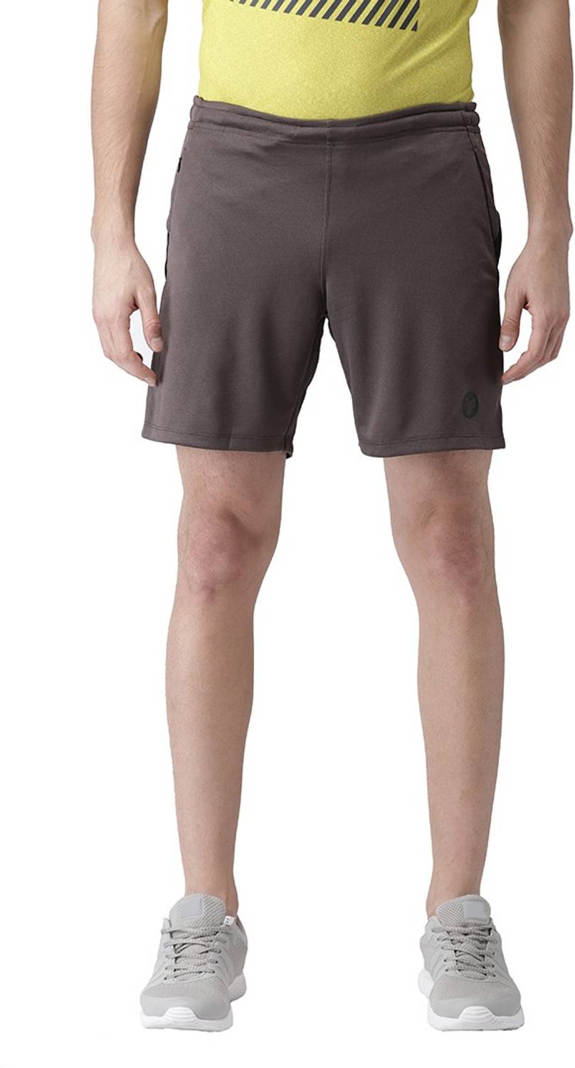 2GO Solid Men Grey Running Shorts