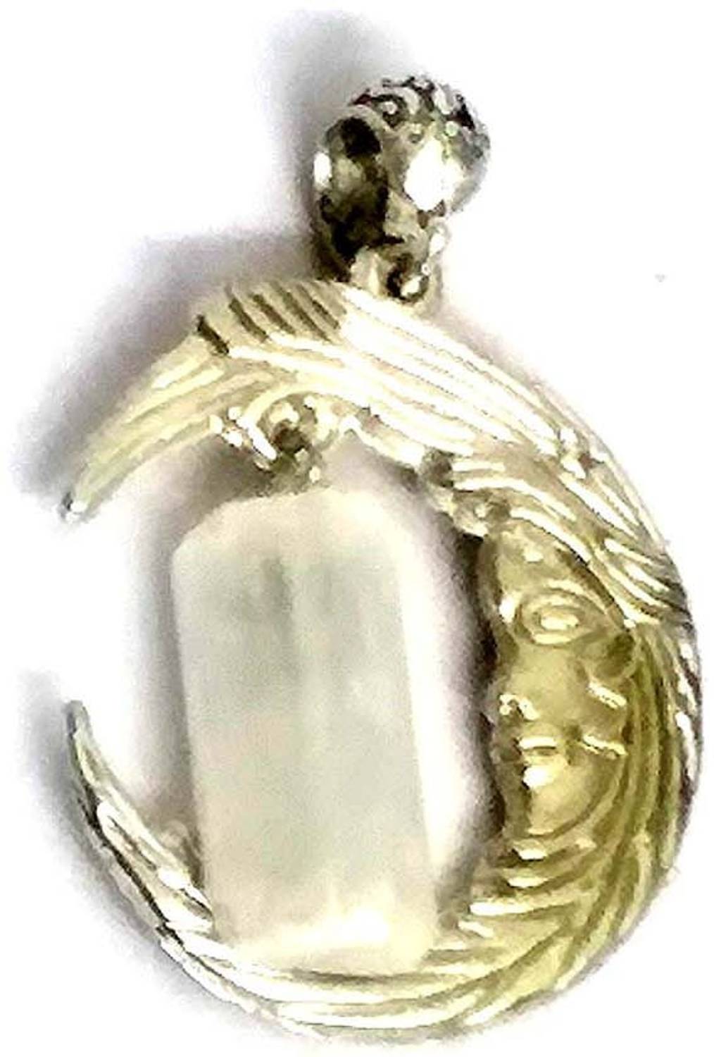 AIR9999 Selenite Crystal Moon Shape Pendant Crystal Metal, Crystal Pendant