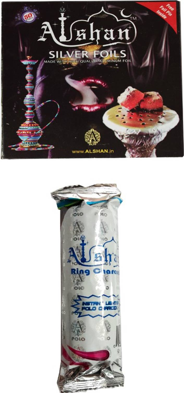 Alshan Foil (Pack of 50 Pcs.) + Premium Hookah Magic Coal Pack of 1 (10 Discs) Hookah Charcoals