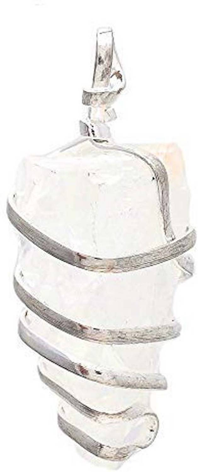 AIR9999 Clear Quartz Rough Spiral CAGE Pendant Quartz Metal, Crystal Pendant