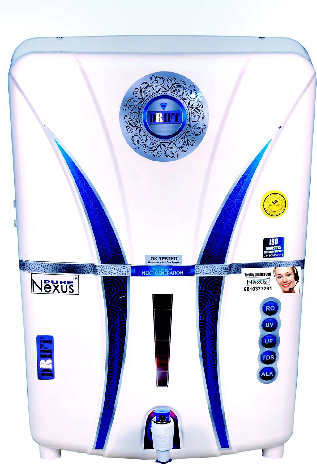 nexus pure DRFT 3 COPPER + ALKALINE 14 L RO + UV + UF + TDS Control Water Purifier
