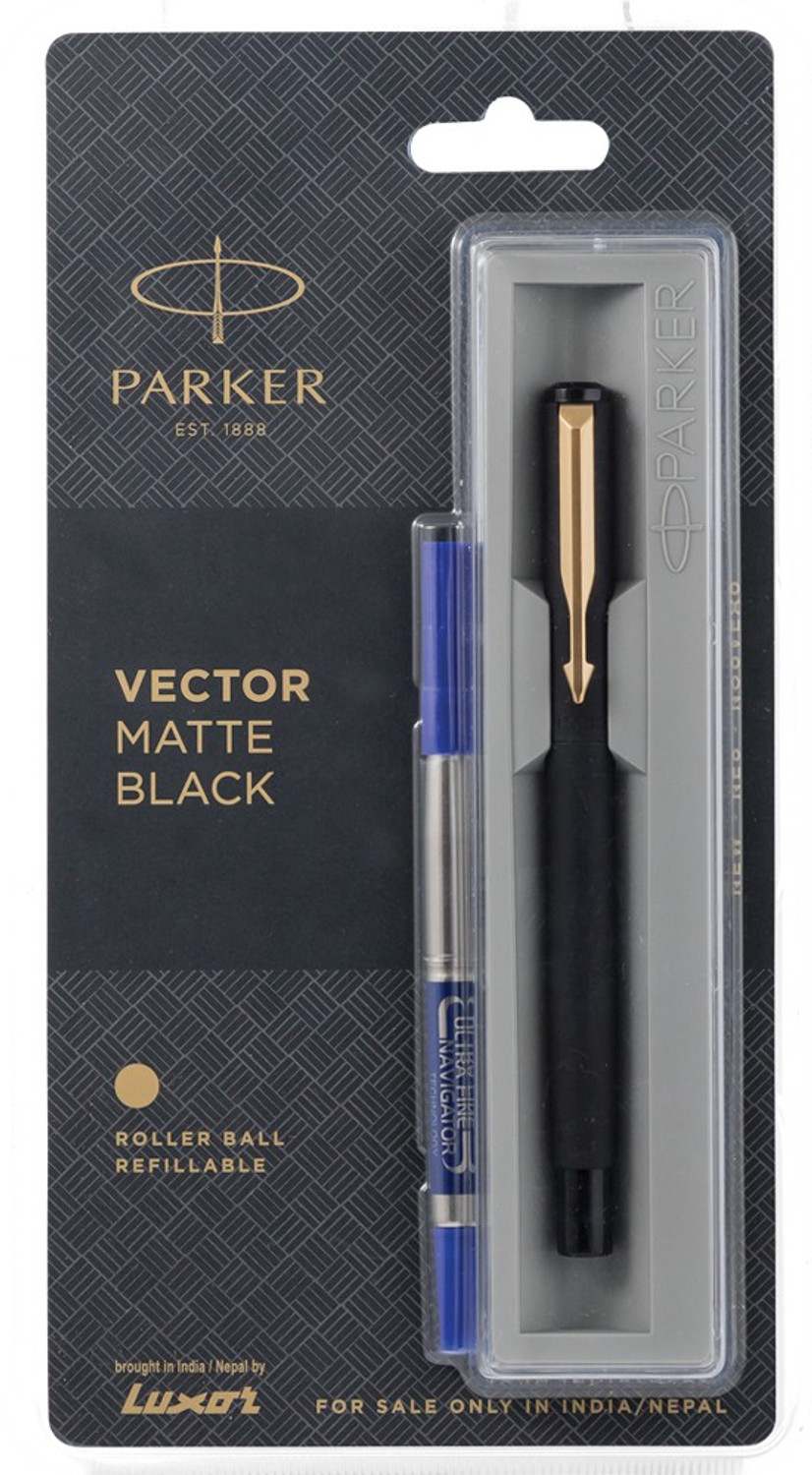 Image of PARKER Vector Matte Black Gold Trim Roller Ball Pen