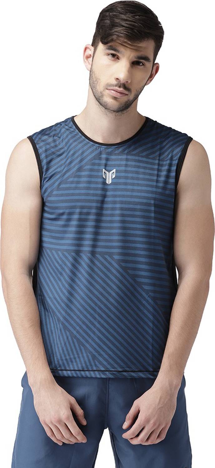 2GO Geometric Print Men Round Neck Dark Blue T-Shirt