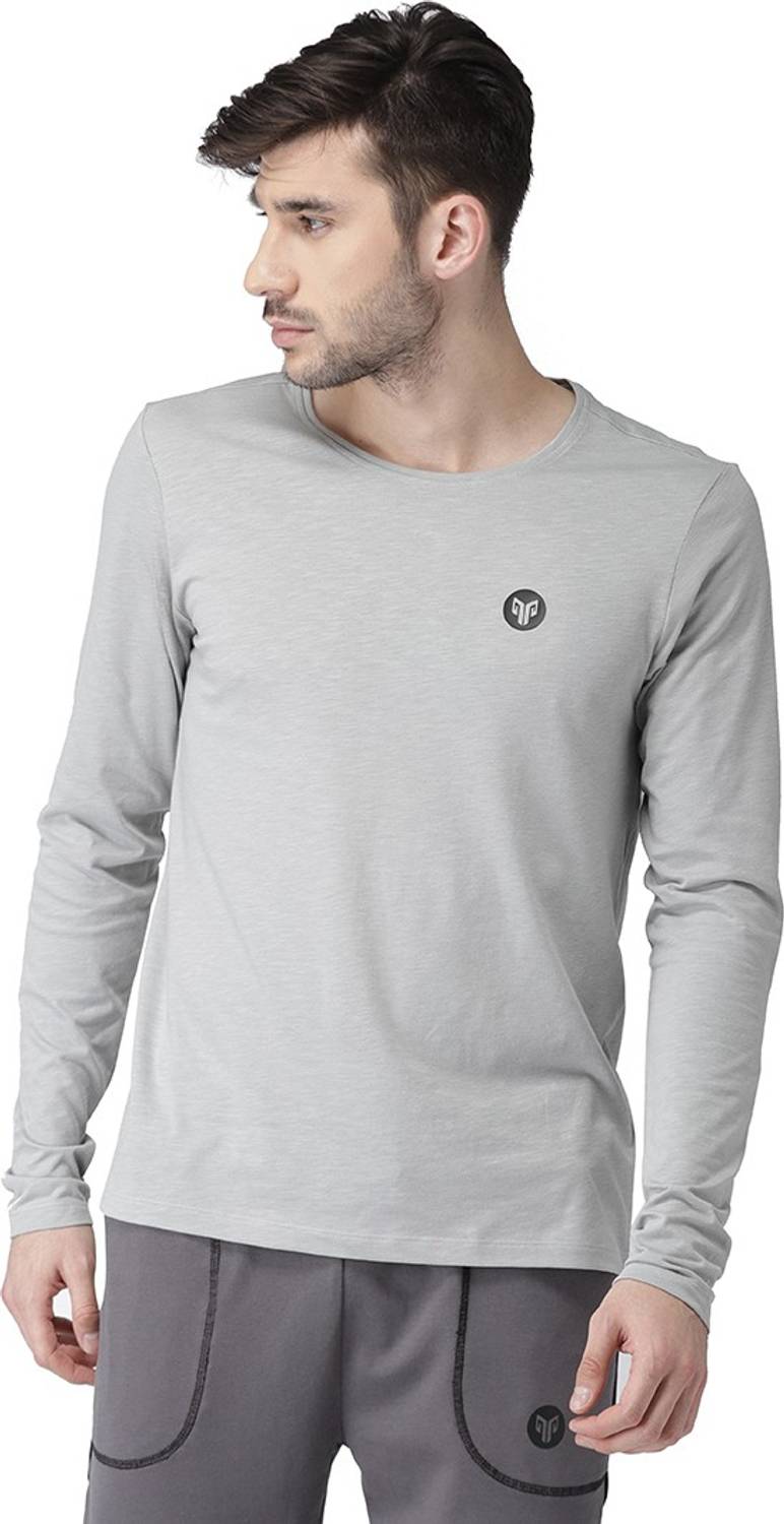 2GO Solid Men Round Neck Grey T-Shirt