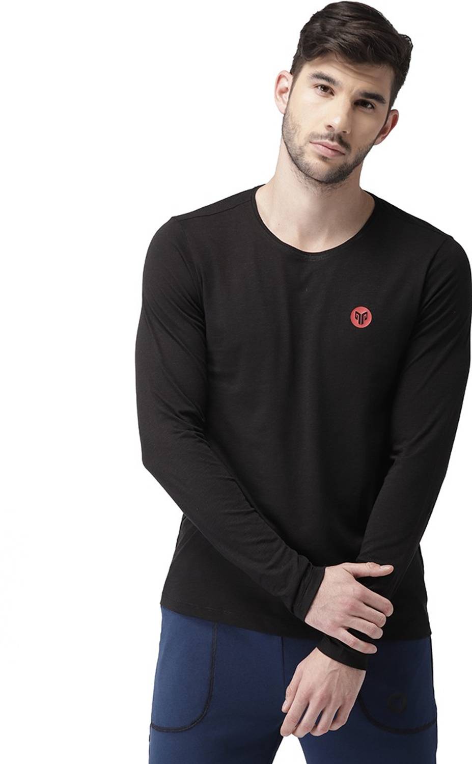 2GO Solid Men Round Neck Black T-Shirt
